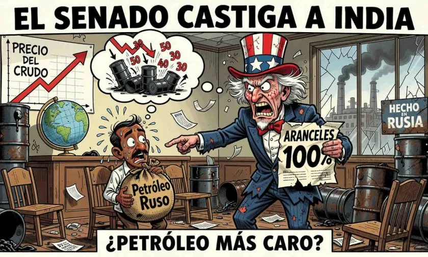 Senado de EE.UU. aprueba aranceles de hasta 100% a India por petróleo ruso