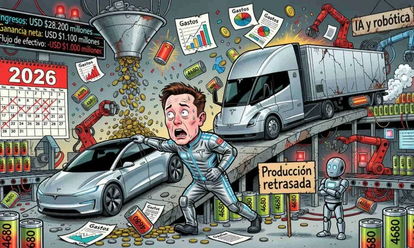 Tesla retrasa Cybercab, Semi y Megapack mientras sus gastos se disparan