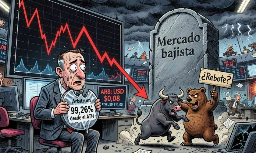 Arbitrum (ARB) repunta 3,92% tras tocar mínimos, pero sigue en caída libre desde su ATH
