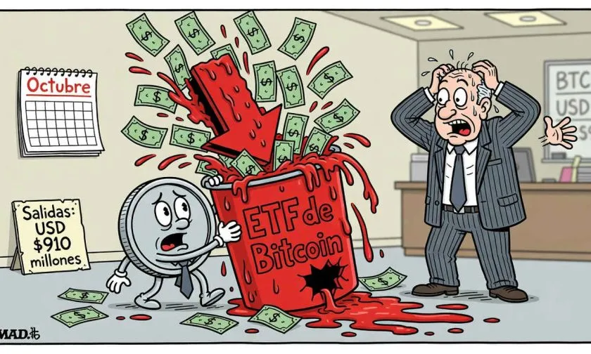 Los fondos cotizados en bolsa de bitcoin acumulan USD $910 millones en salidas