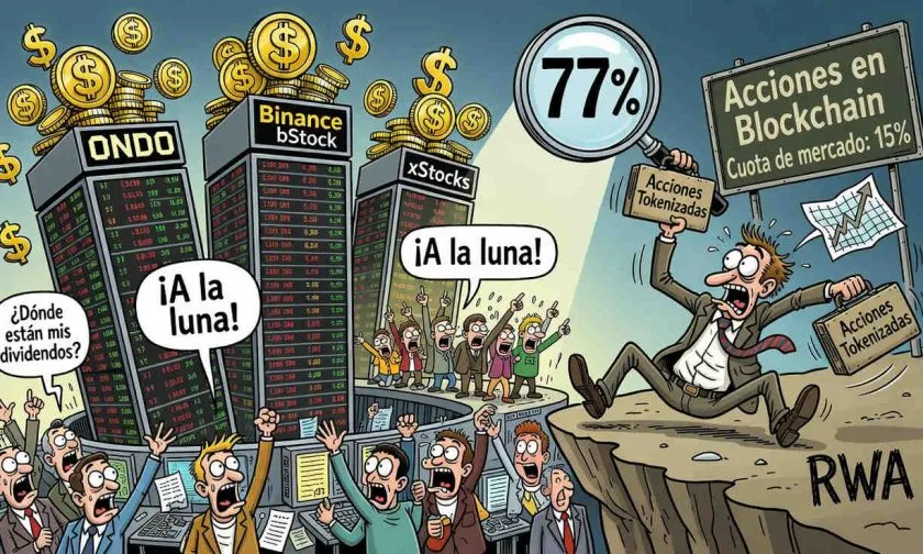 Acciones tokenizadas triplican su cuota y Ondo, Binance y xStocks dominan el 77%