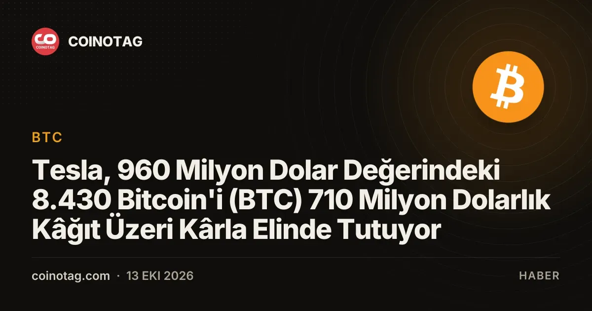 Tesla 8.430 adet Bitcoin varlığı ile 710 milyon dolar kâğıt üzeri kazanç sağlıyor