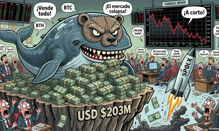 Ballena apuesta USD $203 millones contra acciones tokenizadas de SpaceX