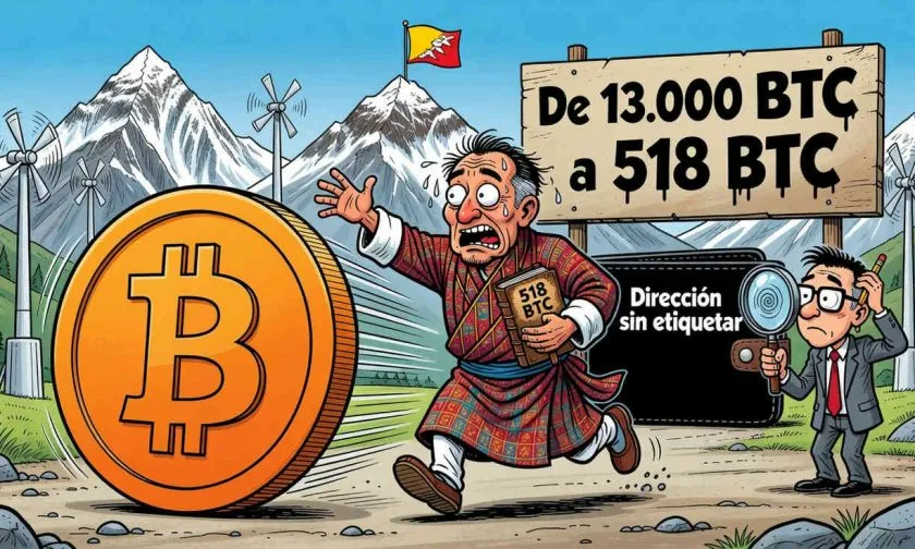 Bután mueve 400 BTC a una dirección desconocida y reduce sus reservas soberanas a 518 BTC