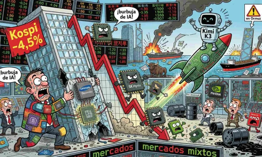 El Kospi coreano cae 4,5% mientras acciones de IA pierden fuerza en mercados globales