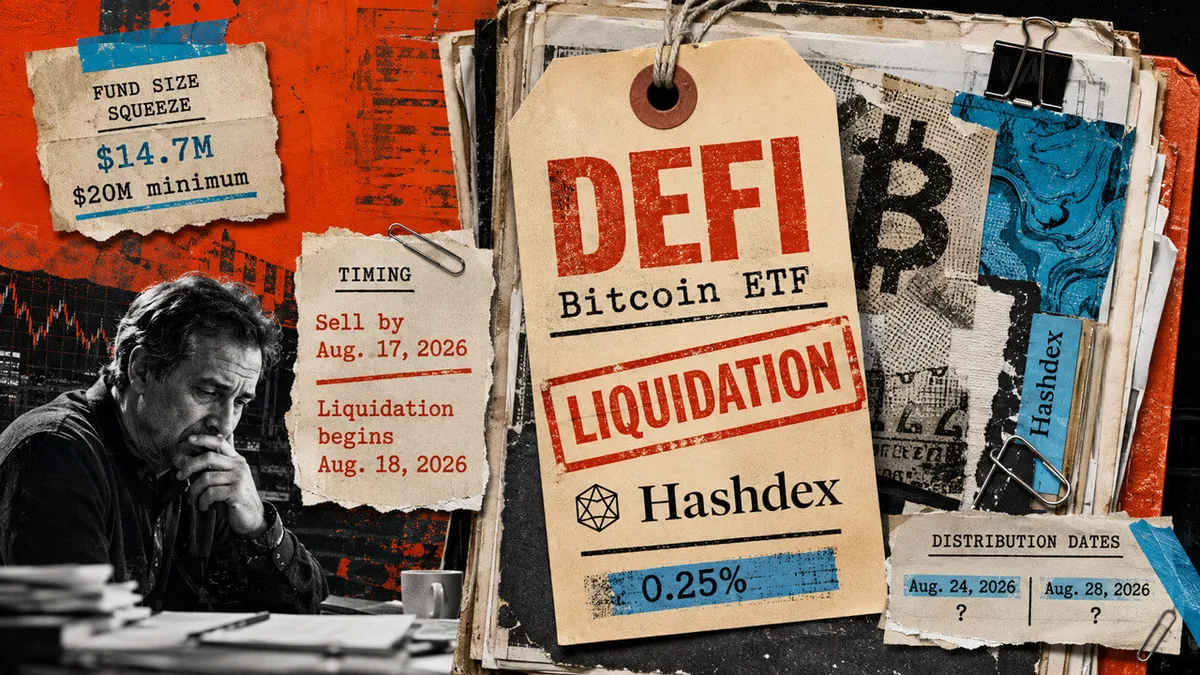 Investors face tight deadline as Hashdex plans to liquidate $14.7 million Bitcoin ETF