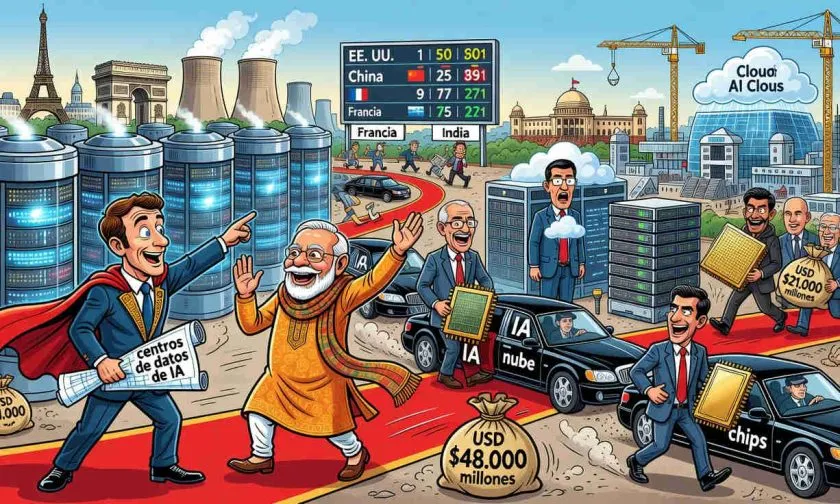 Macron y Modi compiten por atraer gigantes de IA con miles de millones en centros de datos