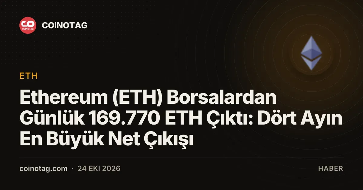 Ethereum (ETH) Borsalardan Günlük 169.770 ETH Çıktı: Dört Ayın En Büyük Net Çıkışı
