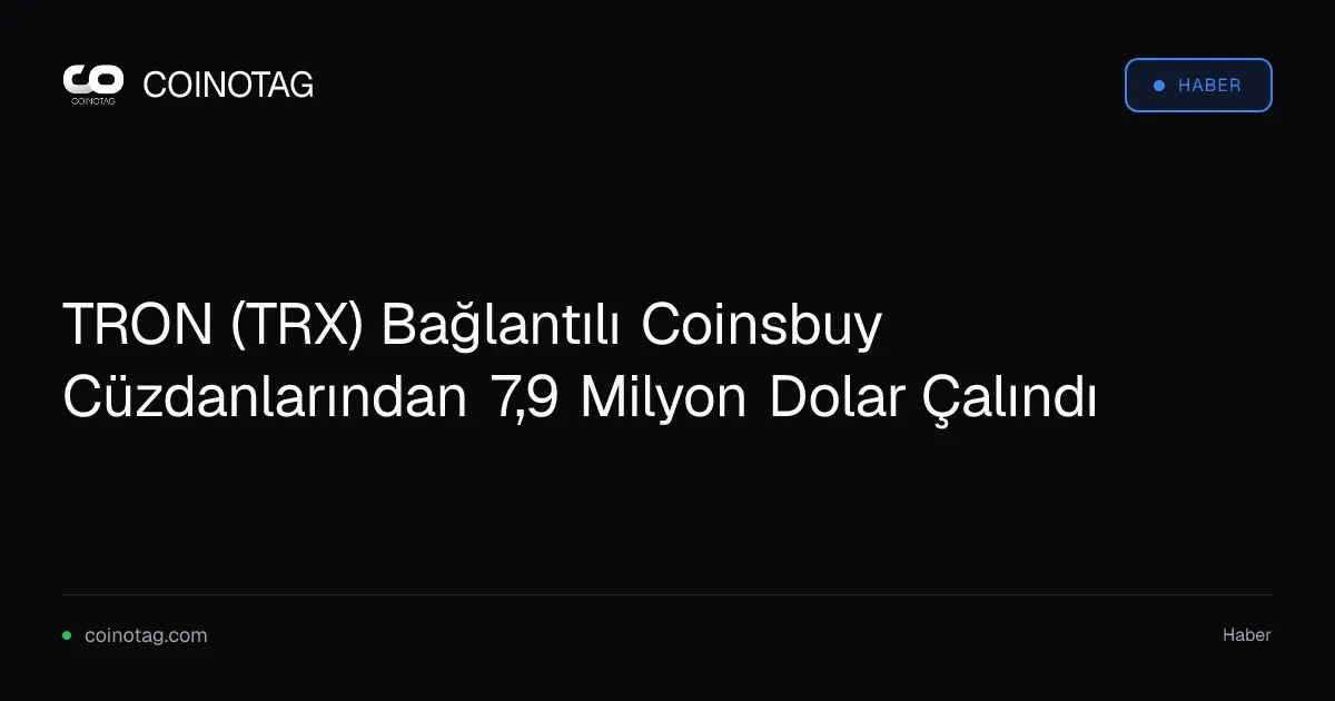 TRON (TRX) Bağlantılı Coinsbuy Cüzdanlarından 7,9 Milyon Dolar Çalındı