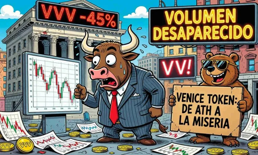 Venice Token (VVV) pierde 4,29% y enfrenta baja liquidez y resistencias técnicas