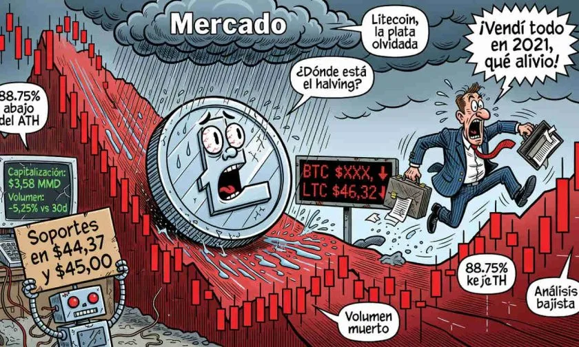 LTC se desploma un 2,32% y pierde el soporte de SMA-7 en medio de presión bajista