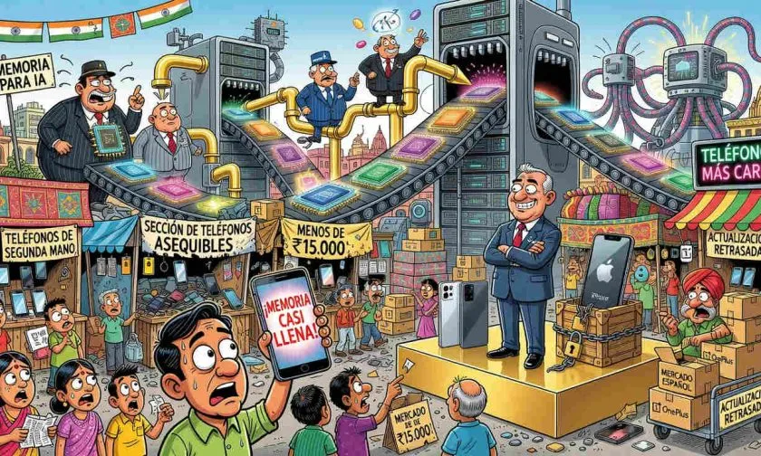 La escasez de memoria por la IA dispara los precios de smartphones en India
