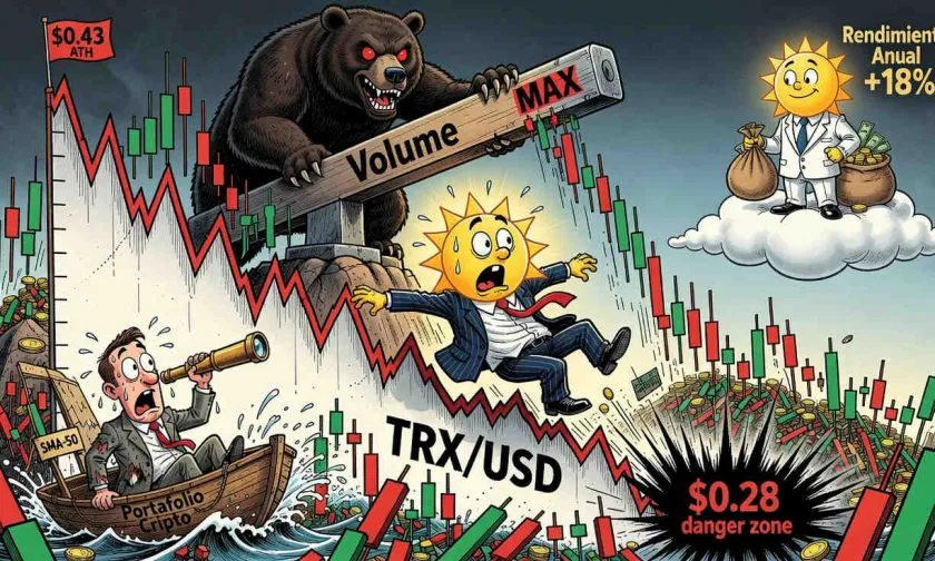 TRON se desploma un 2.3% y rompe la media móvil crítica de 30 días: ¿Se avecina un desplome a USD $0,28?