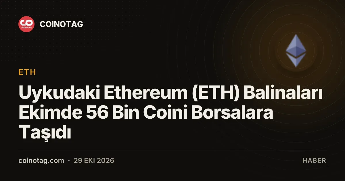 Ekim ayında hareketsiz Ethereum cüzdanları borsalara 56 bin coin taşıdı