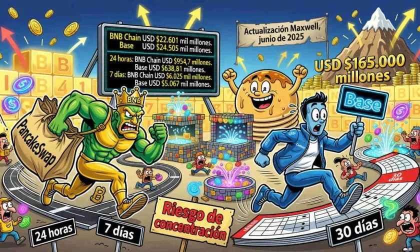 BNB Chain se acerca a Base en volumen DEX y domina los plazos diarios y semanales
