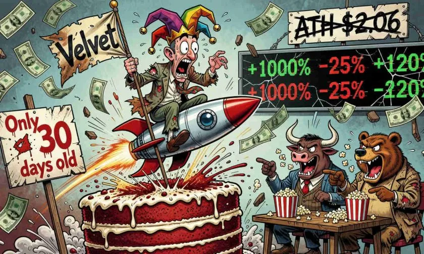Velvet ($VELVET) corrige un 25% desde su máximo histórico y el volumen se desploma: ¿oportunidad o trampa?