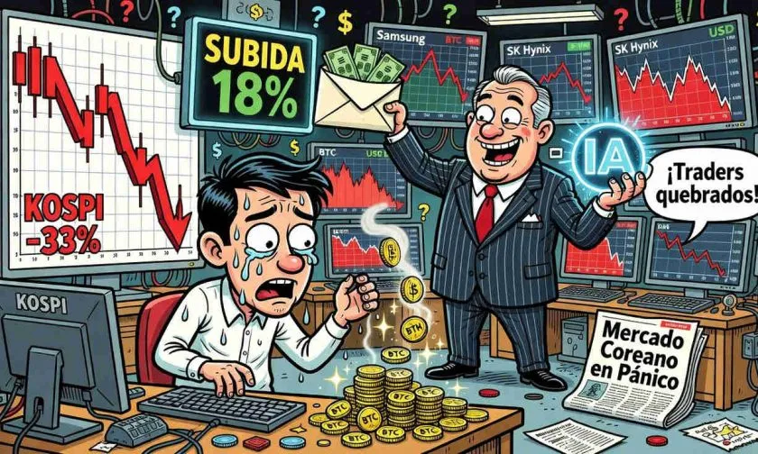 El KOSPI se hunde 33% y rebota 18%, pero los traders cripto coreanos siguen quebrados