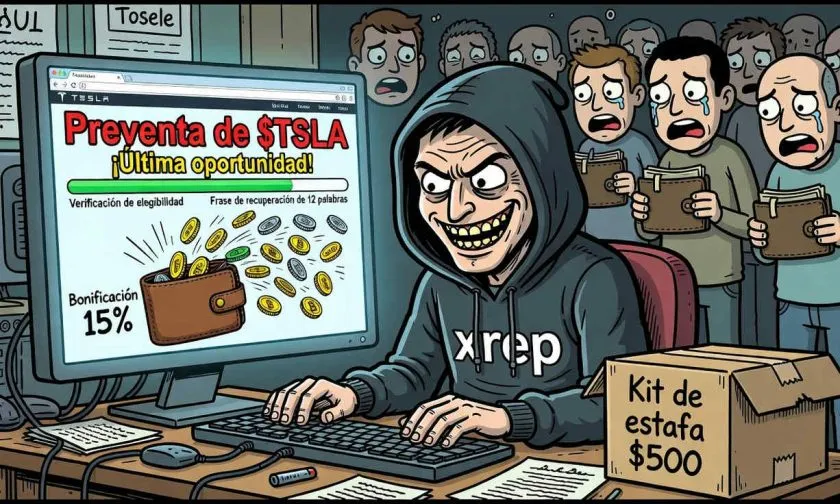 Estafa de $500 permite crear preventas falsas de $TSLA y vaciar billeteras