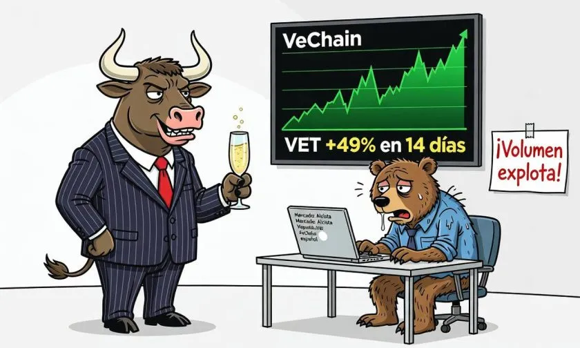 VeChain (VET) mantiene fuerte repunte con volumen seis veces mayor al promedio