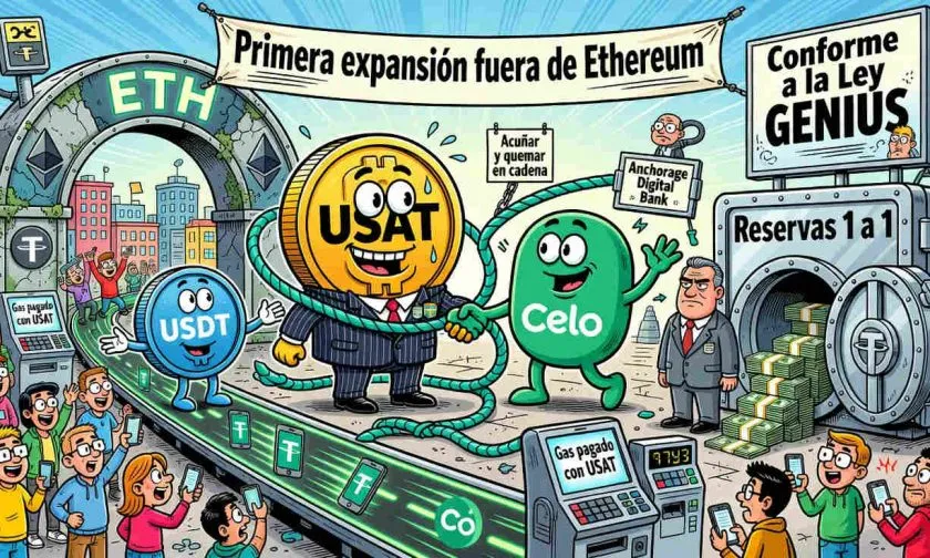 Tether expande su stablecoin USAT, regulada en EE. UU., a la red Blockchain Celo
