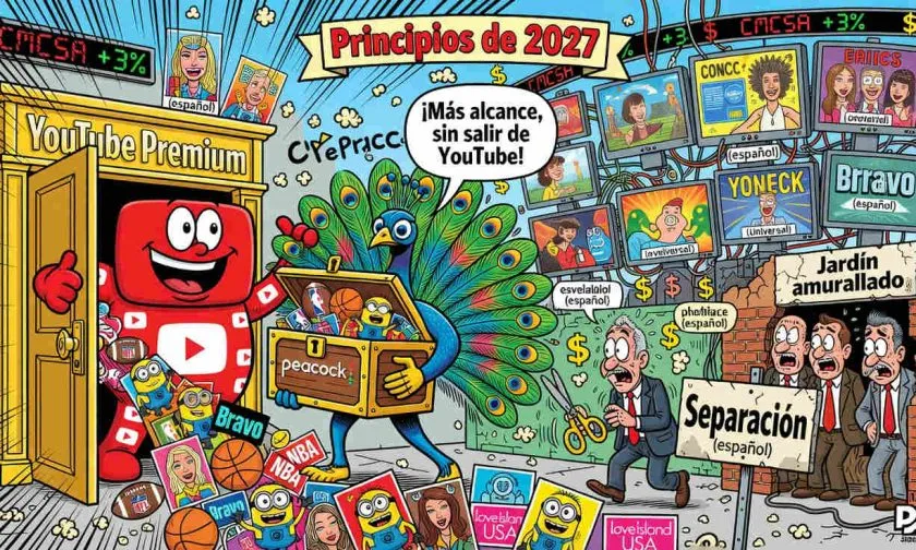 Catálogo de deportes, películas y series de Peacock llegará a YouTube Premium