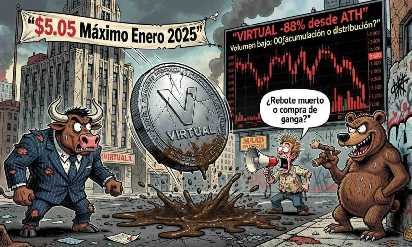 Virtuals Protocol cae un 9.5% en 7 días pero mantiene soporte clave de 30 días
