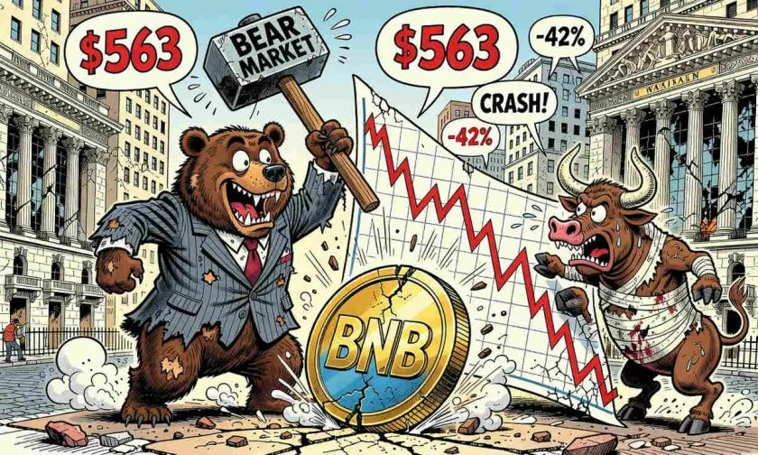 BNB profundiza su corrección y pone a prueba el soporte de los USD $563