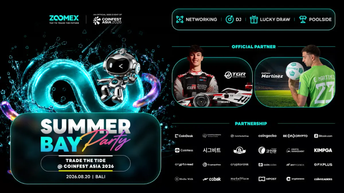 Zoomex asistirá a Coinfest Asia 2026 como Gold Sponsor y organizará la Summer Bay Party en Bali