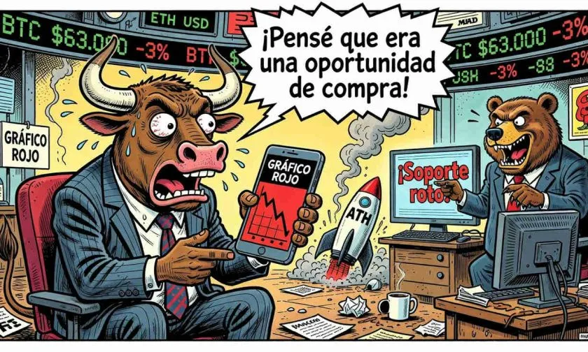Bitcoin se desploma un 3% en 24 horas tras romperse el soporte clave de $64.000