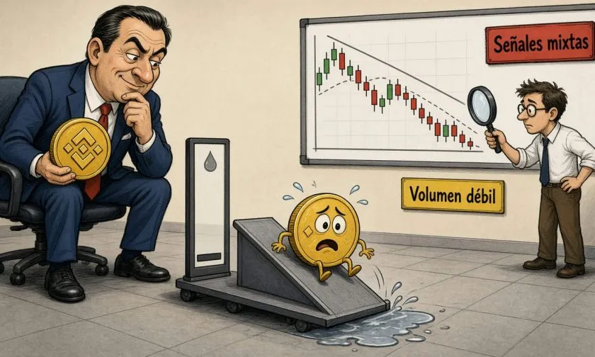 BNB muestra rebote moderado a $751,33, sin confirmación de tendencia alcista