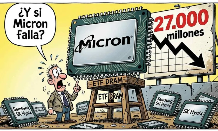 ETF de chips de memoria acumula $27 mil millones, 25% en Micron genera dudas