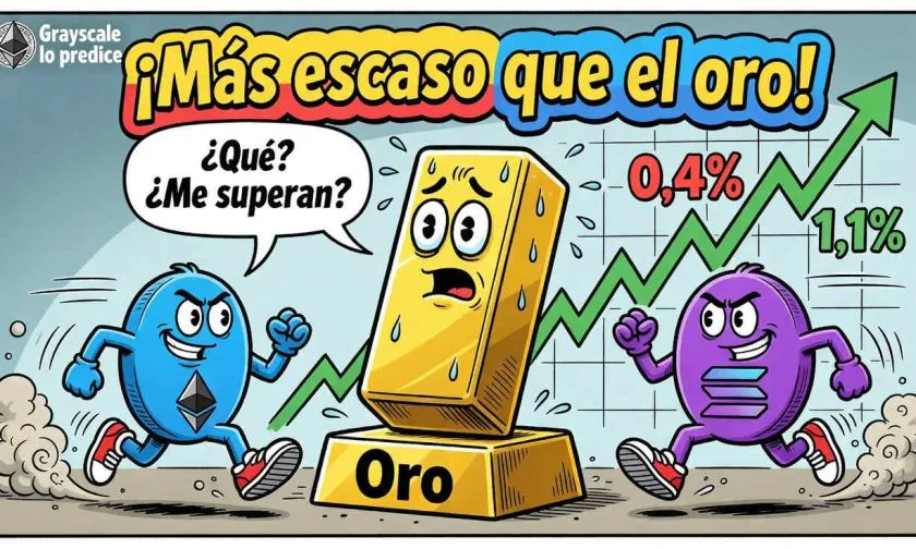 Ethereum y Solana podrían volverse más escasos que el oro para 2031, según Grayscale
