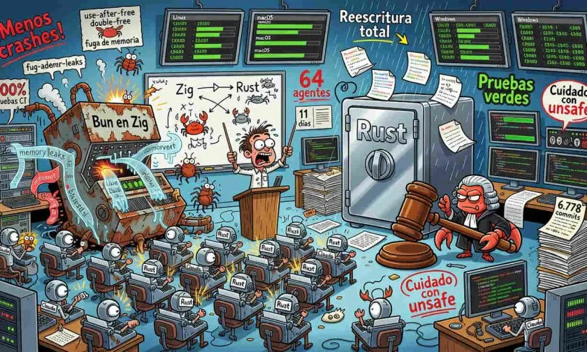 Bun reescribe su base de código en Rust con ayuda de IA y promete menos fallas