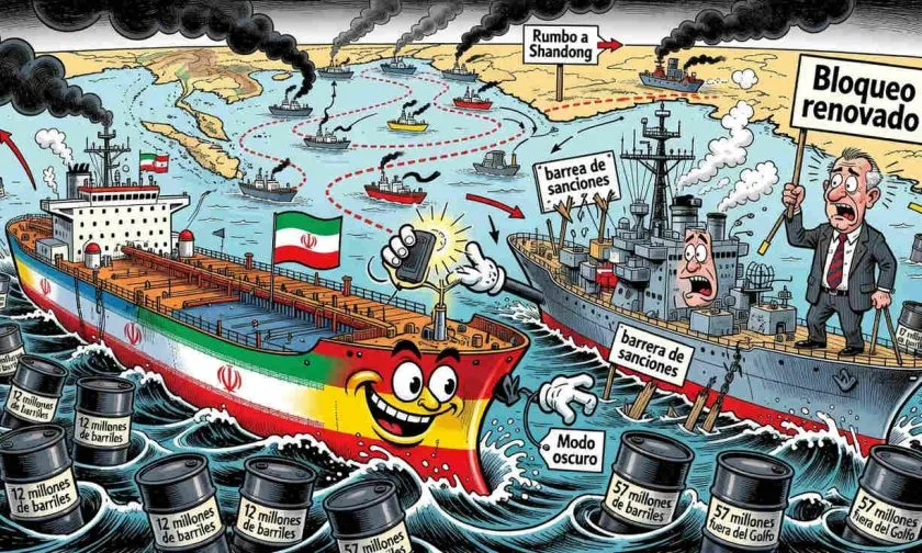 Irán mueve 12 millones de barriles mientras EE. UU. renueva el bloqueo petrolero