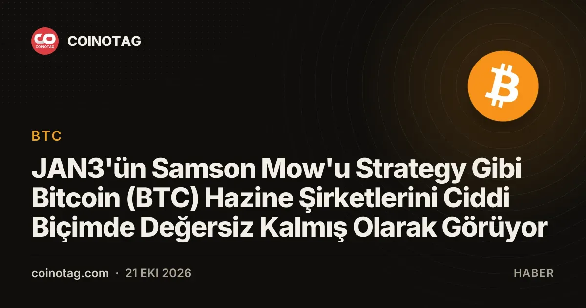 JAN3 CEO'su Mow hazine şirketlerini piyasada değersiz buluyor