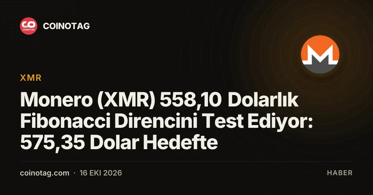 Monero (XMR) 558,10 Dolarlık Fibonacci Direncini Test Ediyor: 575,35 Dolar Hedefte