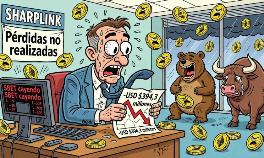 Sharplink reporta pérdida neta de USD $394 millones en Q2 2026 por criptoactivos