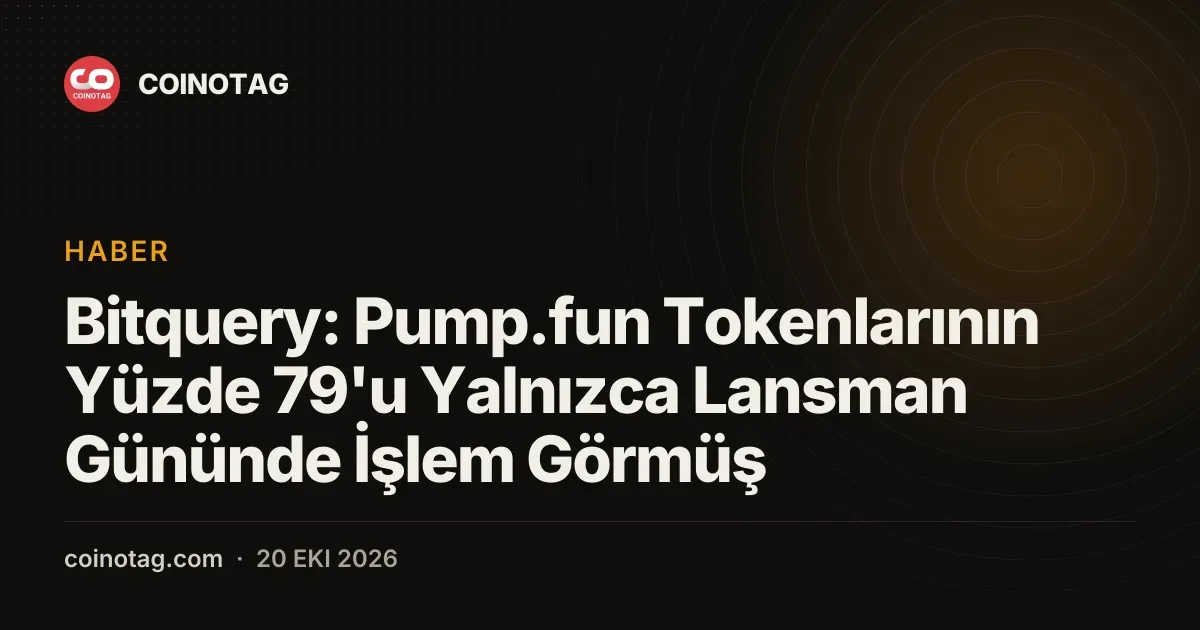 Bitquery: Pump.fun Tokenlarının Yüzde 79'u Yalnızca Lansman Gününde İşlem Görmüş