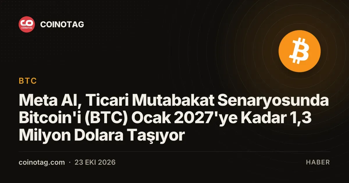 Meta AI, Ticari Mutabakat Senaryosunda Bitcoin'i (BTC) Ocak 2027'ye Kadar 1,3 Milyon Dolara Taşıyor