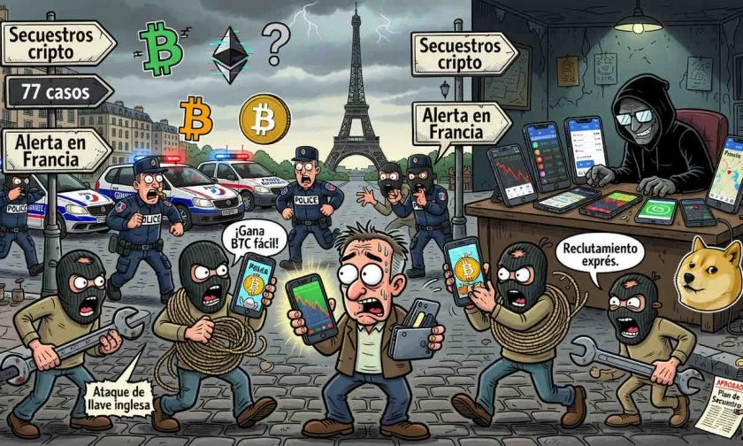 Francia registra 77 casos de secuestro vinculados a criptomonedas en 2026