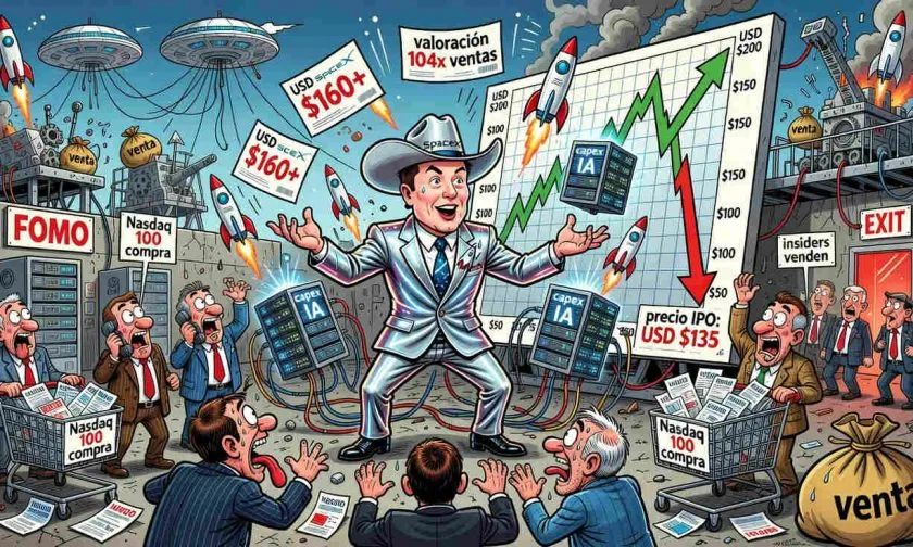 SpaceX cotiza sobre USD $160 tras su IPO, pero su valoración de 104x ventas enciende alertas
