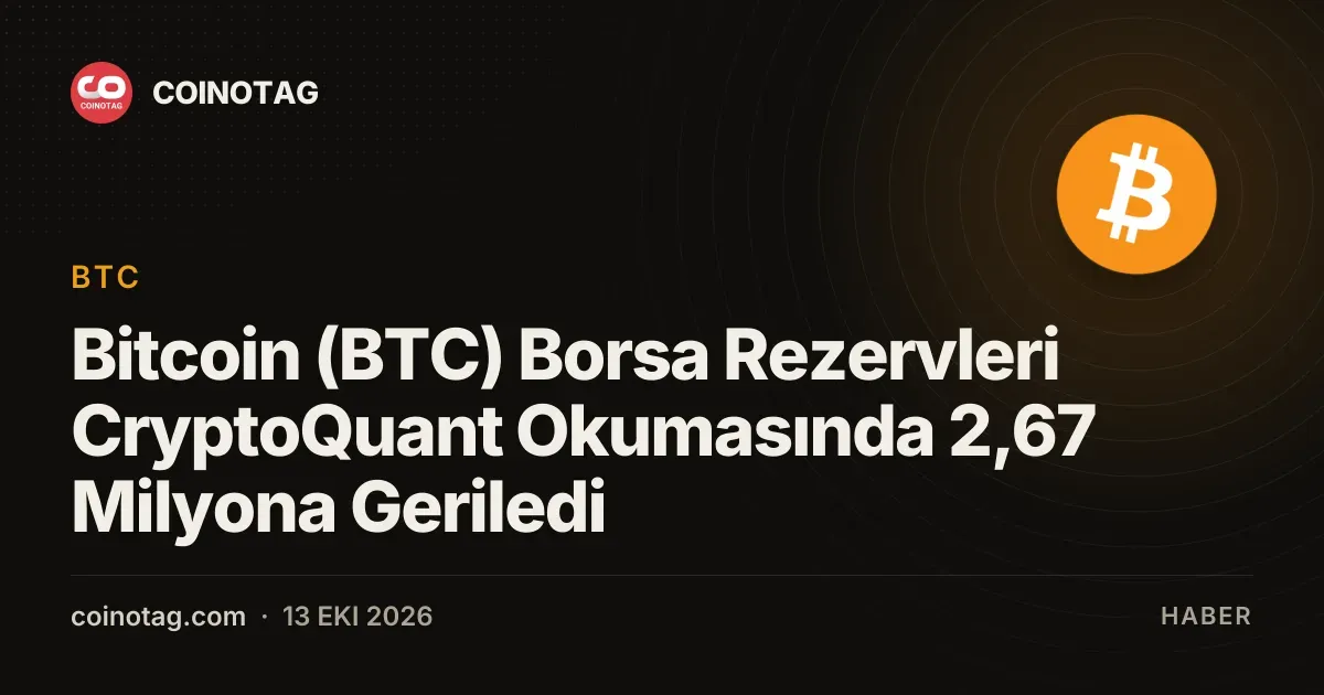 Bitcoin (BTC) Borsa Rezervleri CryptoQuant Okumasında 2,67 Milyona Geriledi