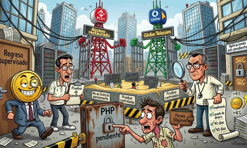 Binance vuelve a Filipinas bajo el sandbox de la SEC, pero aún sin pagos en pesos
