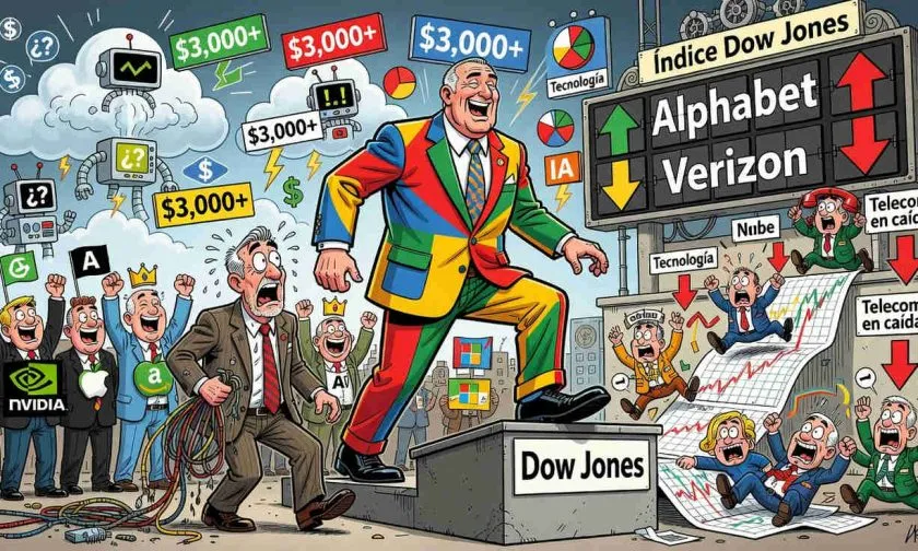 Dow Jones gana más exposición a IA con entrada de Alphabet en reemplazo a Verizon