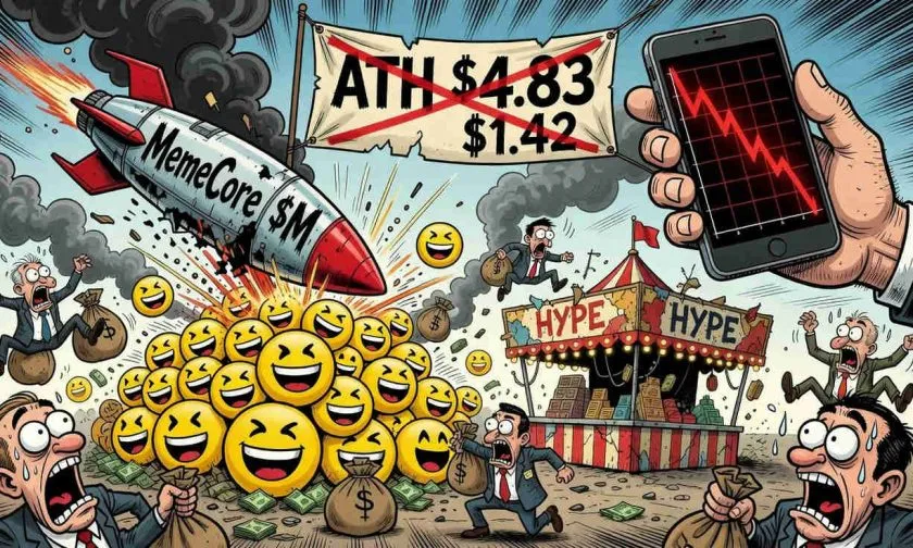 MemeCore ($M) se desploma un 9.9% y profundiza el derrumbe del 70% desde máximos